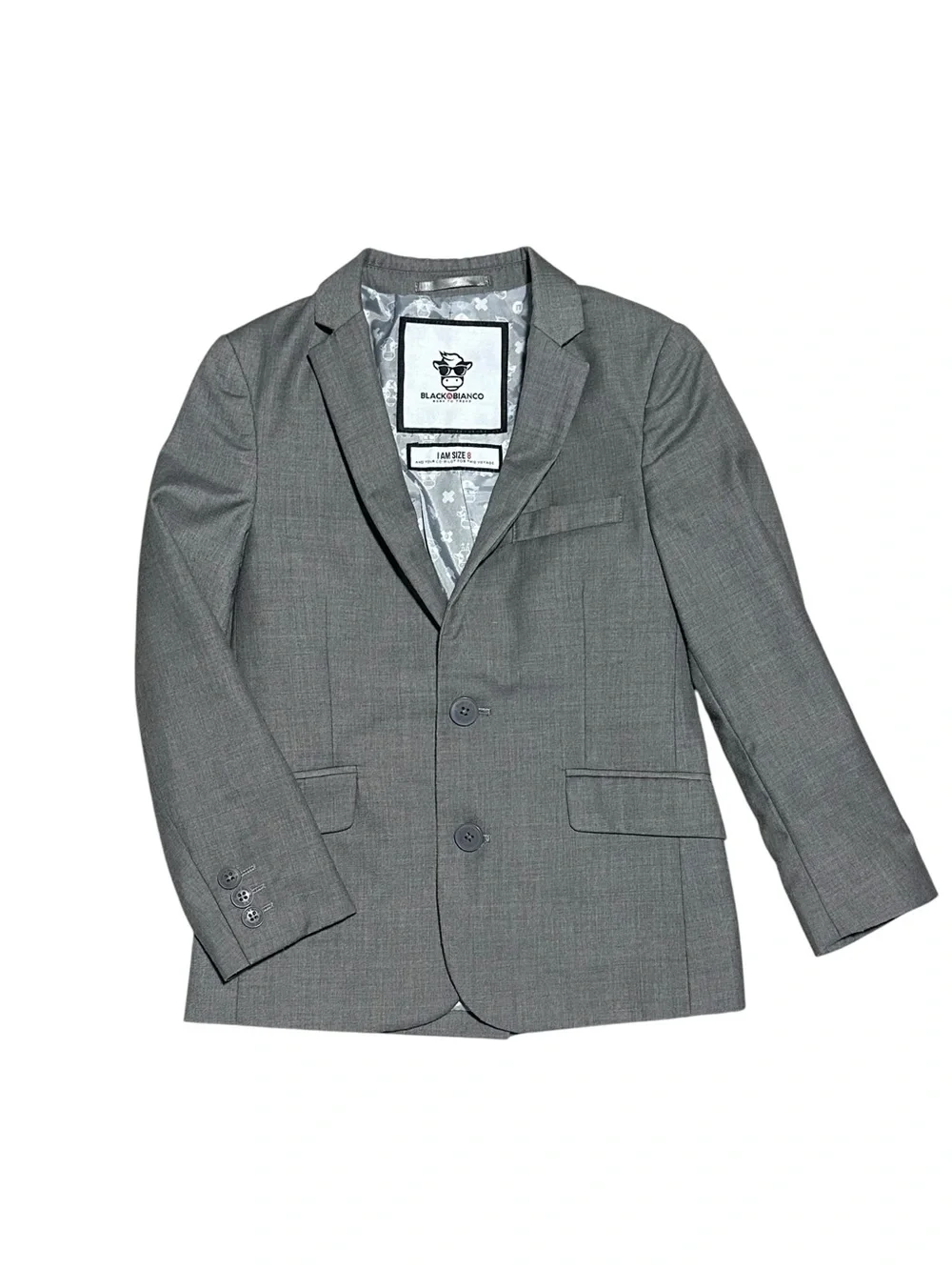 BlacknBianco. Boy’s 3 Piece Gray Suit. Jacket, Vest, & Pants.